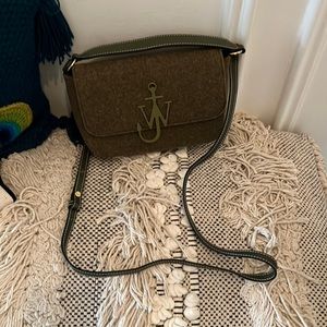 JW Anderson felt crossbody bag with leather trim in olive green. Never used